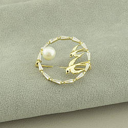 Брошка ювелирная бижутерия Xuping Jewelry Фіаніт (позолота 18к (лимонна))
