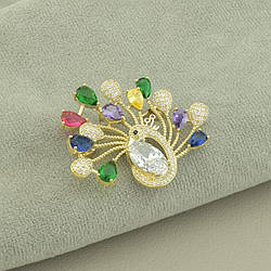Брошка ювелирная бижутерия Xuping Jewelry Фіаніт (позолота 18к (лимонна))