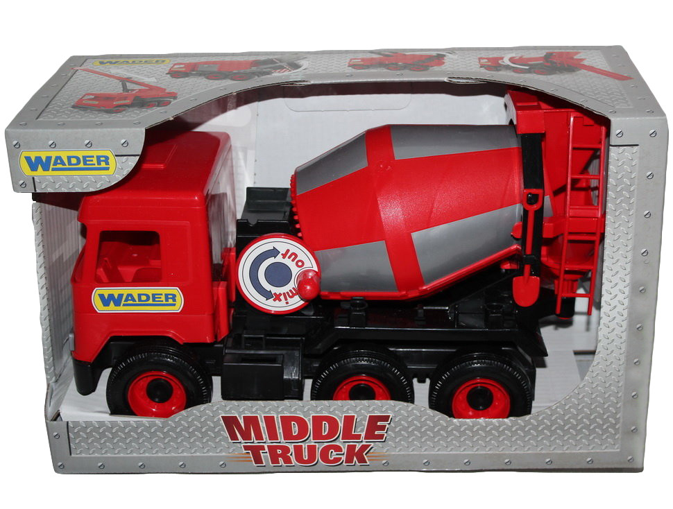 Бетономешалка «Middle truck» красный, инерция, 27х44х19 см, в коробке ...