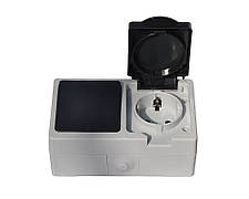 Блок Вимикач 1-ний+ розетка з кришкою вологозахищені IP54 GISelt Elbrus G528016