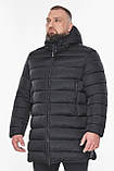 Чоловіча чорна куртка великого розміру з високим коміром модель 53661, фото 4