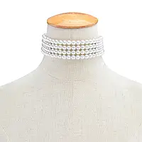 Ожерелье, намисто тришарове зі штучних перлів