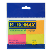 Блок для нотаток Buromax 38х51мм. 50арк.. ассорті (4кол*50арк в блістері). неон BM.2324-98