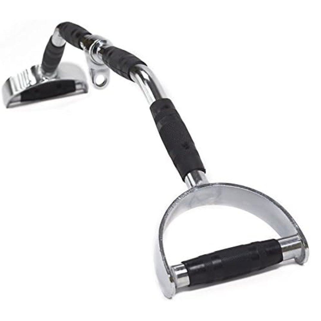 Ручка для верхньої тяги York Fitness 86см з паралельним хватом вигнута з гумовими рукоятками, хром, фото 1