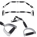 Ручка для верхньої тяги York Fitness 86см з паралельним хватом вигнута з гумовими рукоятками, хром, фото 9