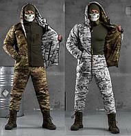 Зимняя двусторонняя армейская форма для ВСУ, Тактический костюм мультикам теплая камуфляжная военная одежда M
