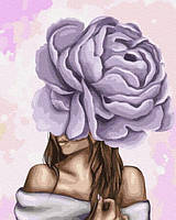 Картина по номерам Люди. Дама с фиолетовым пионом, Премиум, 40х50см, термопакет, Brushme (PGX37546)