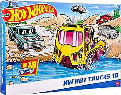 Хот Вілс 10 Набір базових метал машинок Hot Wheels Trucks 10-Pack, Set 10 Toy Semi-Trucks HMK46 Mattel Оригінал