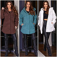 Жіночі демісезонні куртки 4122-ді Модна жіноча трендова куртка-піджак баранчик із капюшоном єврозиму