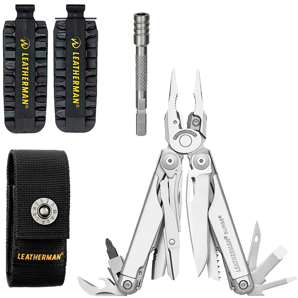 Набор Мультитул Leatherman Surge 830165 + Удлинитель битодержателя 931009 + Комплект бит Bit Kit 2 половины - фото 1 - id-p1823077661