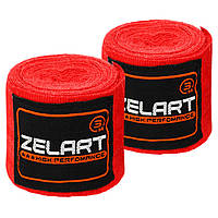 Боксерские бинты 3 метра хлопок с эластаном Zelart BO-3729-3, Черный: Gsport Красный