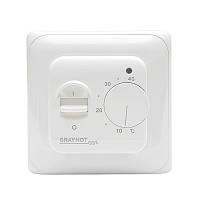 Терморегулятор для теплої підлоги з датчиком на кабелі механічний GreyHot RTC 70.26, білий (кабель 3 м)