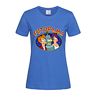 Синяя женская футболка Прикольная с Futurama (11-4-1-синій)