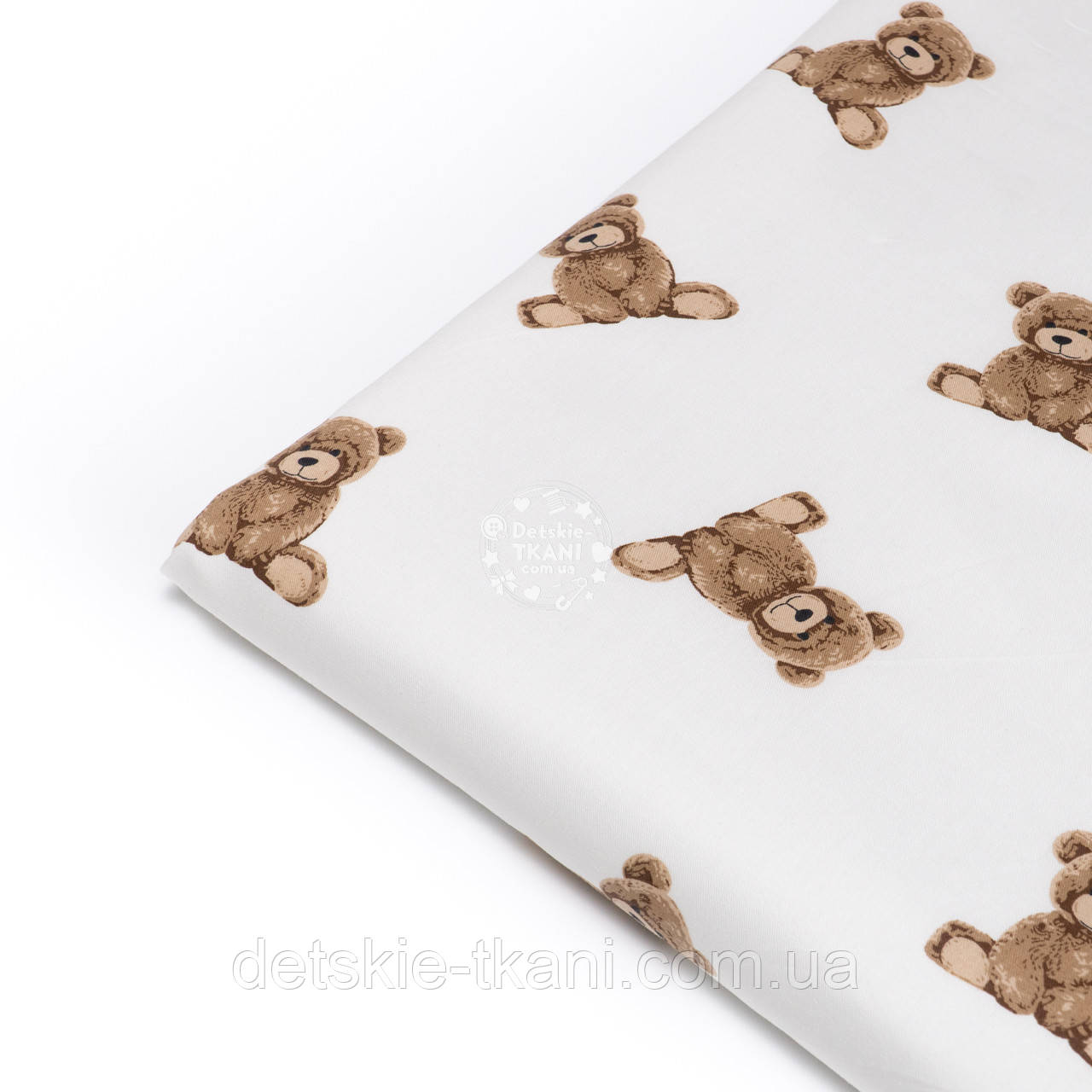 Клапоть сатину з коричневими ведмедиками, №4898с, розмір 35*80 см