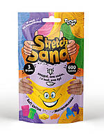 Набор кинетического песка для детей "Stretch Sand" (600 грамм, 3 формочки) Danko Toys