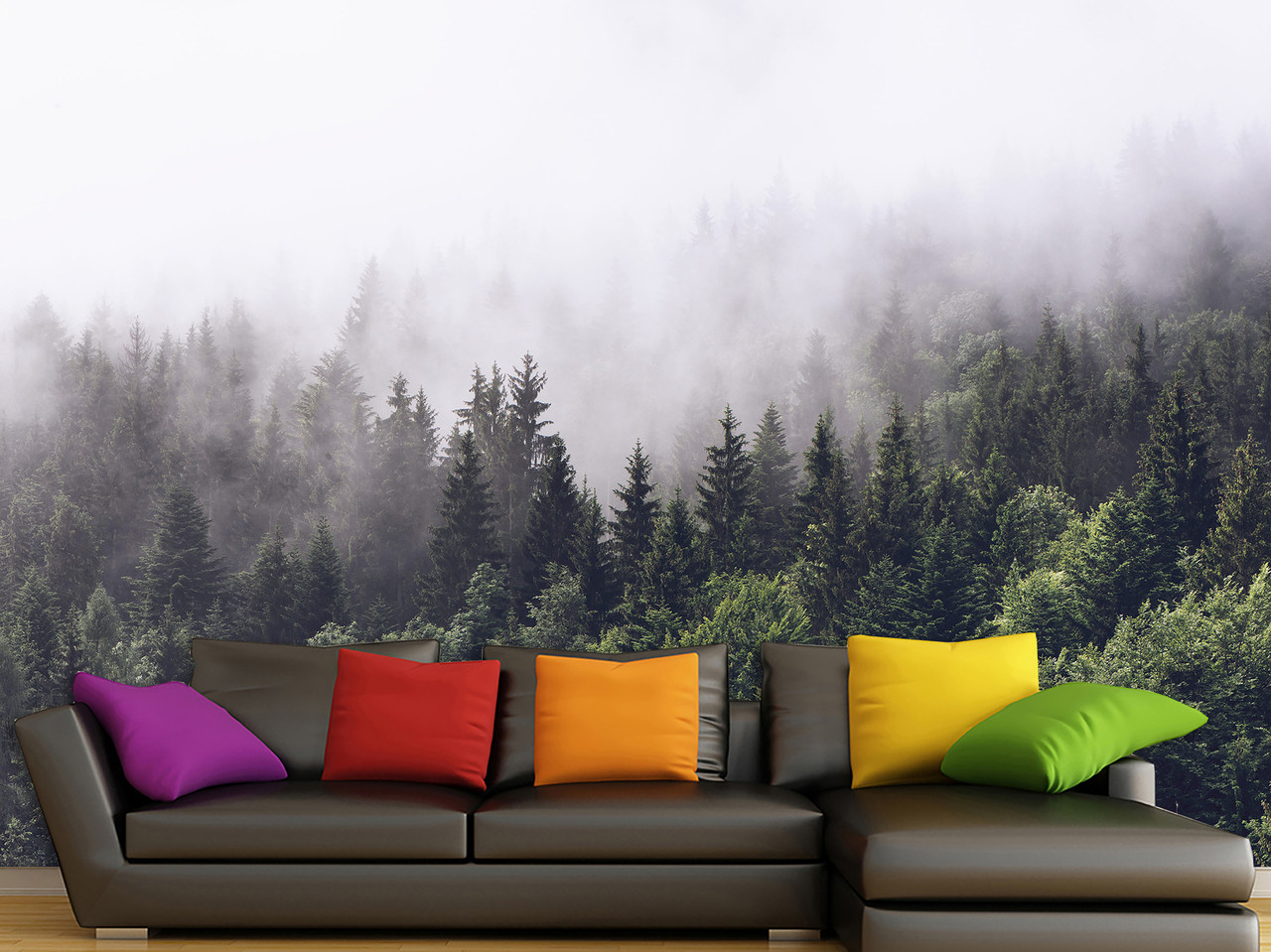Фотошпалери "Ліс в тумані" самоклеюча плівка Oracal для декору спальні, залу, кухні, фото 1