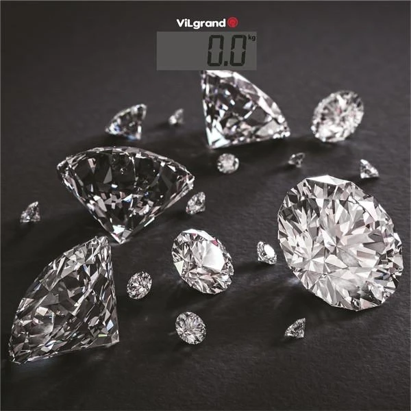 Ваги підлогові ViLgrand Diamonds скляні мають автоматичне вмикання і вимкнення і сенсорне керування