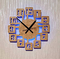 Часы настенные из фанеры Круглые светильник-ночник с пультом (5244)