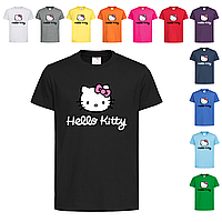 Черная детская футболка Надпись Hello Kitty (11-5-2)