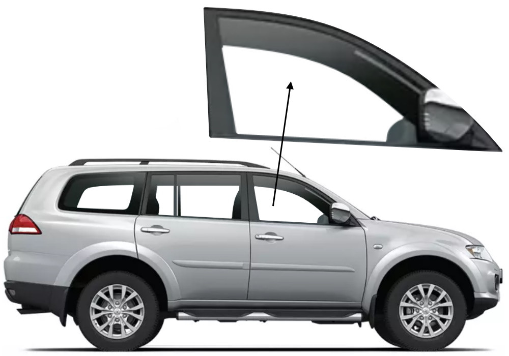 Бічне скло Mitsubishi Pajero Sport 2008-2015 передніх дверей праве, фото 1