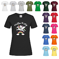 Черная женская футболка С надписью Hello Kitty (11-5-5)