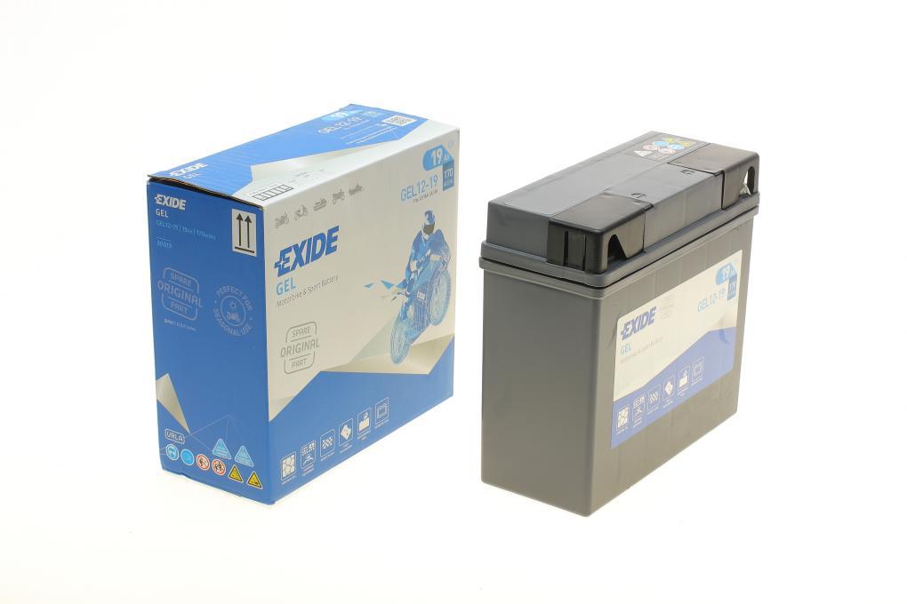 Акумуляторна батарея 19Ah/170A (185x80x170/+R/B0) (GEL) (мото) EXIDE GEL12-19 UA62