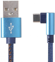 Кабель USB — USB Type-C 1 м Cablexpert Blue, 2.1 А кутовий, преміумCC-USB2J-AMCML-1M-BL)
