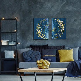 Набір картин з поталлю за номерами Riviera Blanca Синій вир (ITR-048) 2 шт в наборі