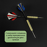 Дартс 45 см, дартс професійний, мішень із сизалю, 6 дротиків у наборі Hechpro (1818), фото 6