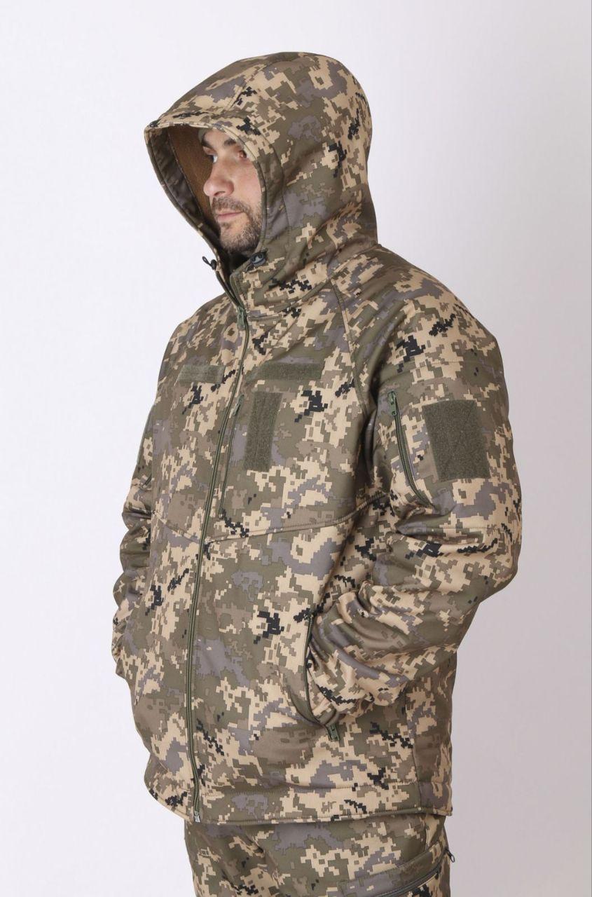 Демісезонна тактична куртка вітро та водовіштовхуюча Софт Шел - Піксель ЗСУ , військовий одяг для чоловіків