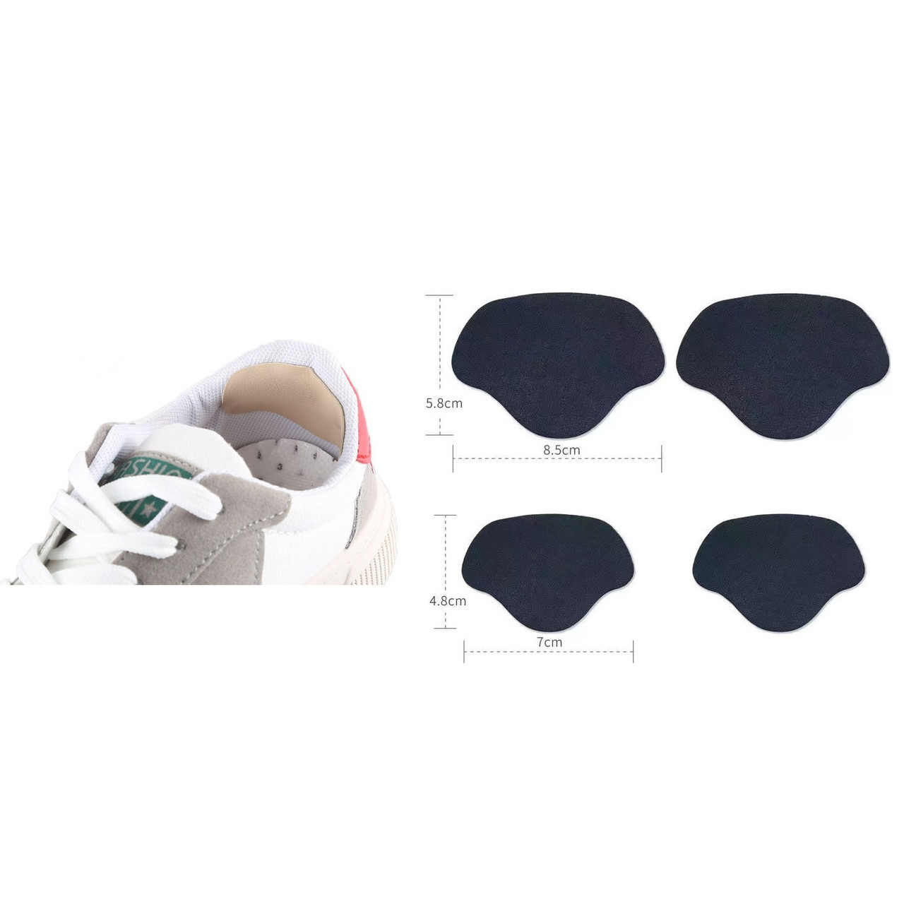 Набір для ремонту задників взуття зі шкіри ПУ 2 пари (4шт). Вкладки наклейки під п'яти темно-сині, фото 1