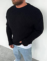 Вязаный свитер оверсайз мужской черный