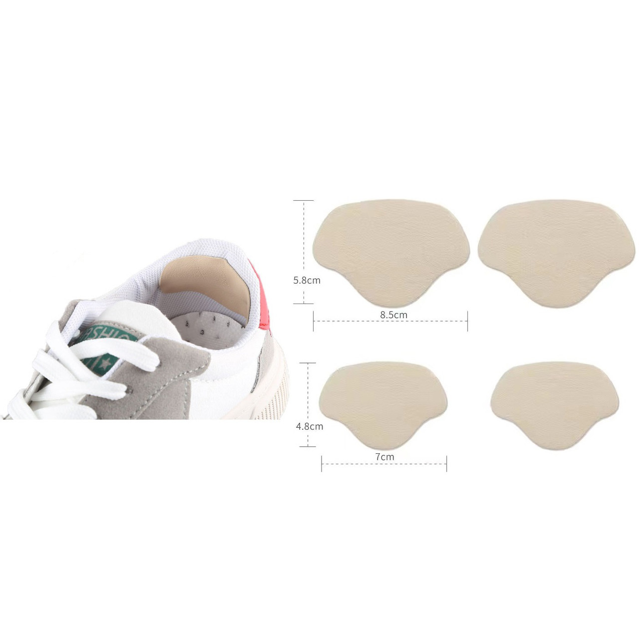 Наклейки накладки світло-бежеві на задник взуття для реставрації. Вкладиші із ПУ шкіри для ремонту задника, фото 1