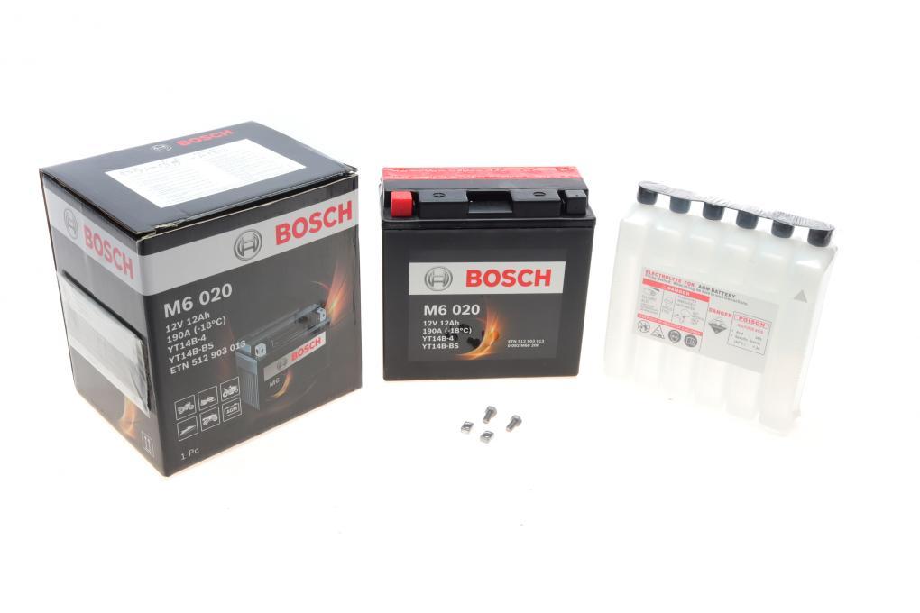 Акумуляторна батарея 12Ah/190A (152x70x150/L+) (AGM) (мото) замінено на 0986FA1320 BOSCH 0 092 M60 200 UA62