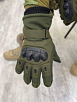 Перчатки зимние тактические Олива с косточками, перчатки тактические мужские теплые ,  Олива