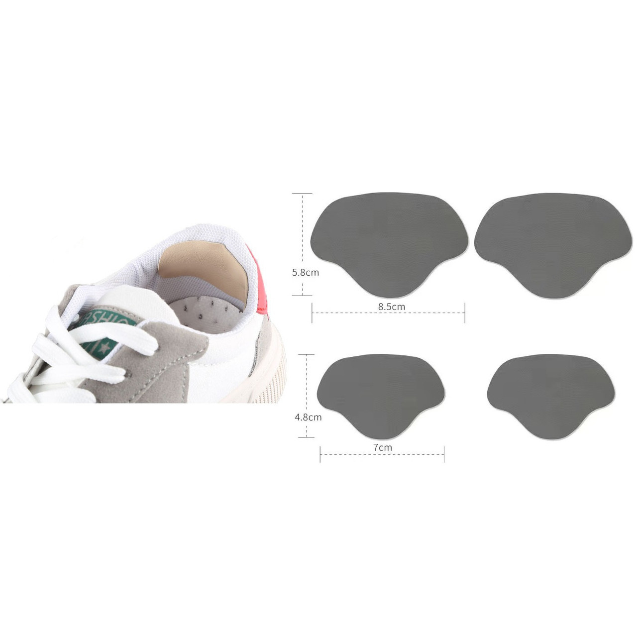 Вкладки темно-сірі зі шкіри ПУ для ремонту взуття. Наклейки вкладиші для реставрації задника у кросівках, фото 1
