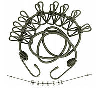 Веревка Mil-Tec с застежками - Олива для белья 16019000