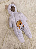 Теплий комплект для новонароджених, принт Ведмедик Hello, фото 4