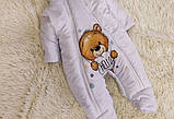 Теплий комбінезон для новонароджених, принт Ведмедик Hello, фото 2