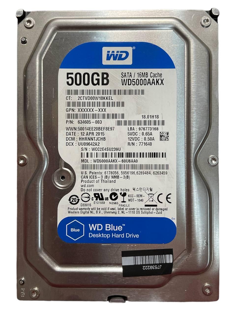 Жорсткий диск 3.5" 500GB Western Digital Blue | WD5000AAKX | 7200 об/хв | 16 MB | SATA III Б/В