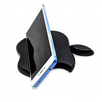 Підставка для телефону "Яблуко" чорна дерев'яна (15х11х1, 5 см) масив дерева