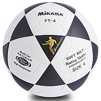 Мяч футбольный №4 Клееный-PVC MIKASA FB-0451, Черный: Gsport Белый