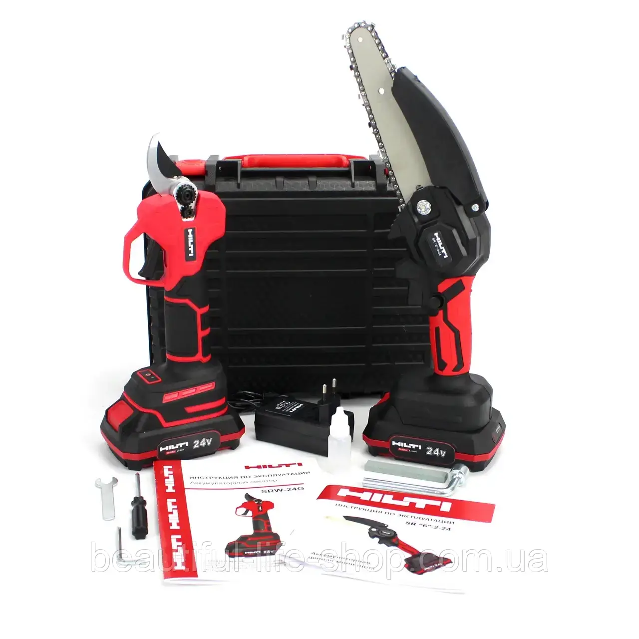 Набор электроинструмента 2в1 HILTI 24V (Пила SR 6-2-24 + Секатор SRW-24G) набор садовода дачника в кейсе - фото 8 - id-p2050771573