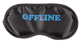 Чорна атласна маска для сну з написом "Offline"