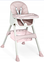 Дитячий стільчик для годування з високою спинкою та ременями безпеки RicoKids рожевий Польща