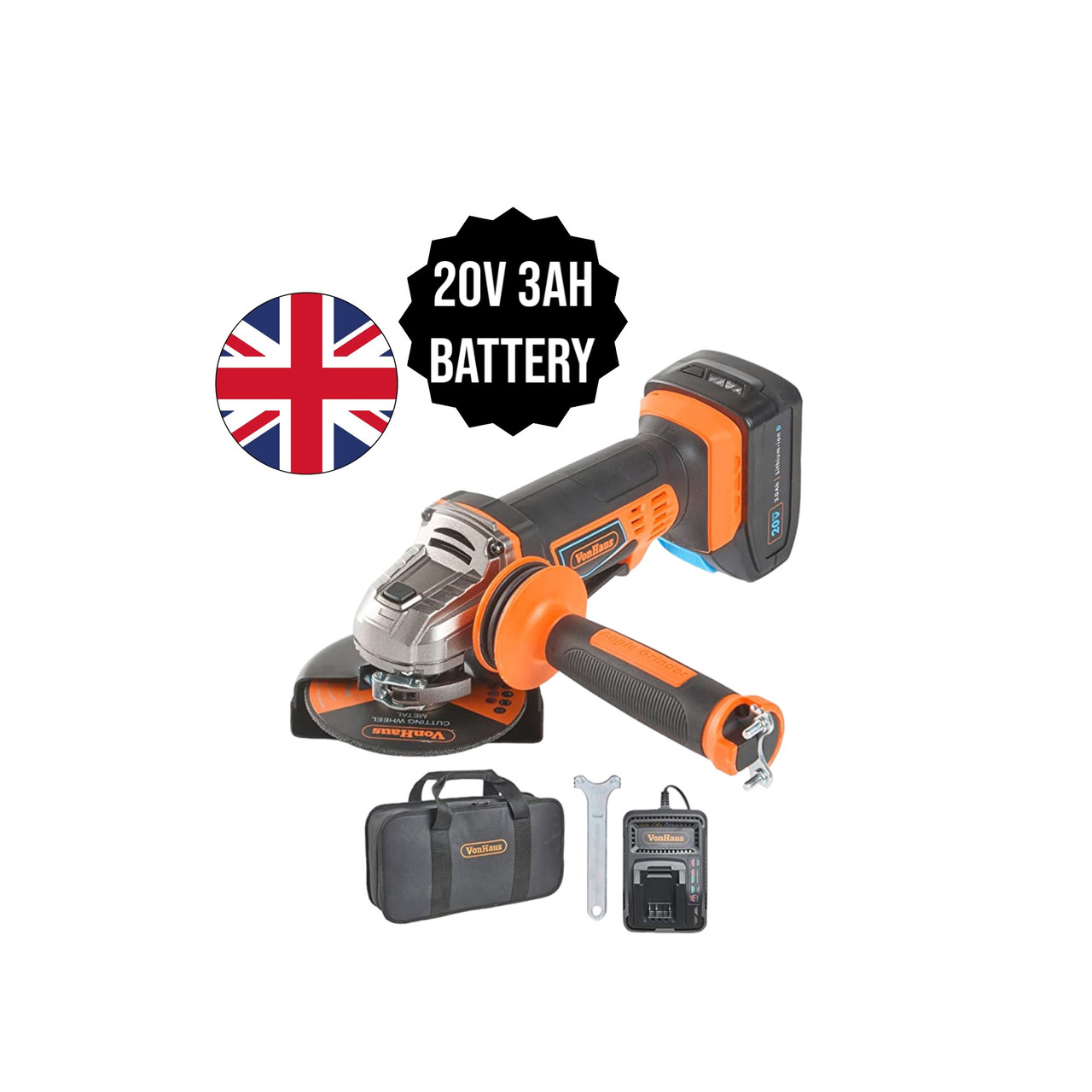 VonHaus Angle Grinder 20V Max 3ah ID