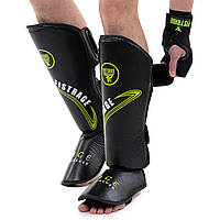 Защита голени и стопы с футами кожа FISTRAGE черно-зеленый VL-8496 g-sport M