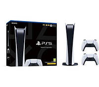 Sony PlayStation 5 Digital (PS5) Б.У. + дополнительный геймпад (белый)