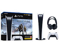 Консоль Sony PlayStation 5 Digital Edition (PS5) - God of War Ragnarok - Навушники PULSE 3D (чорні)