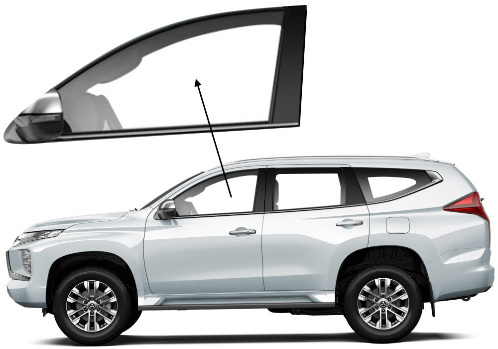 Бічне скло Mitsubishi Pajero Sport 2015-2024 передніх дверей ліве, фото 1